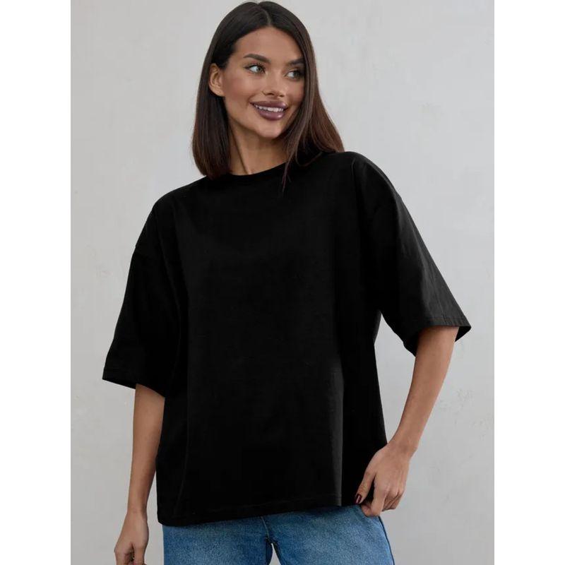 Western Style Fashion Casual Loose Solid Cotton T-shirt Top Solid Color Loose T-shirt Top