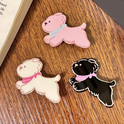 2Pcs Girl Hairpin Acrylic Color Matching Puppy Shape Hair Clips Lightweight Side Bang Hair Pins Hair Styling Accessories