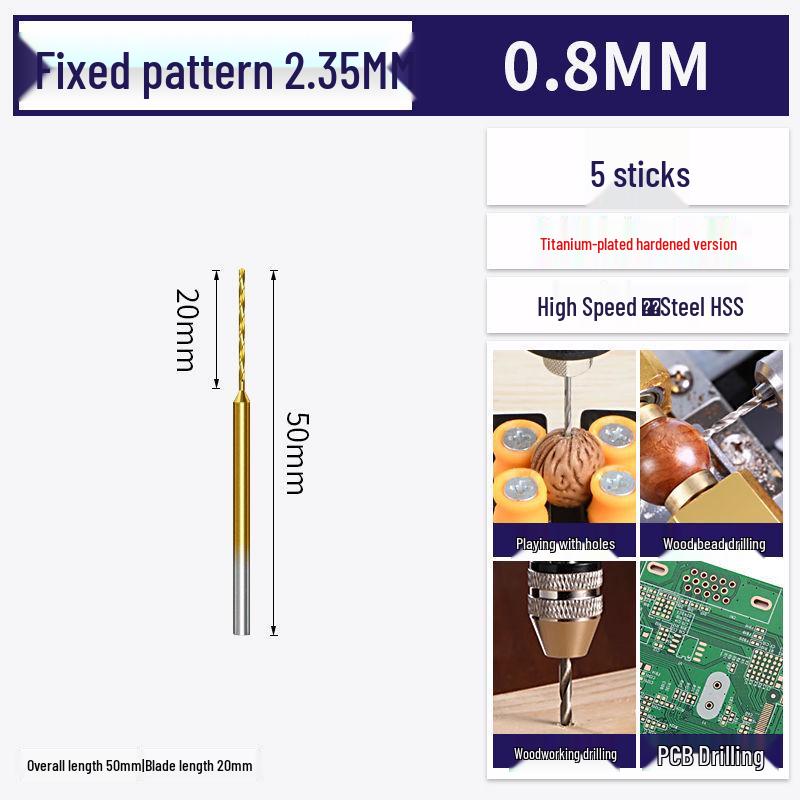 2.35mm Shank High-Speed Steel Micro Twist Drill for Woodworking and Amber Drilling