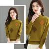 Solid-color Sweater Women's Trendy Casual Long-sleeved Knitted Sweater Loose Half Turtleneck Pullover Autumn and Winter Top