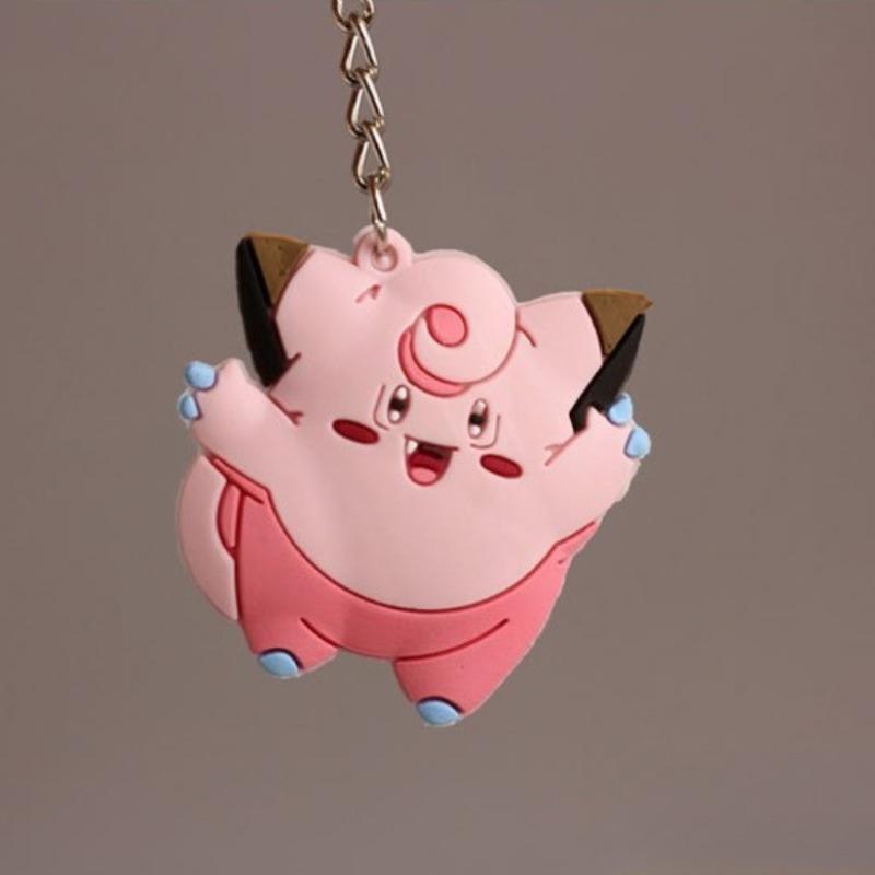 Soft Silicone Keychains Charmander Bulbasaur Sandshrew PVC Charms Cute Cartoon Anime Keyrings Kids Toys Gift