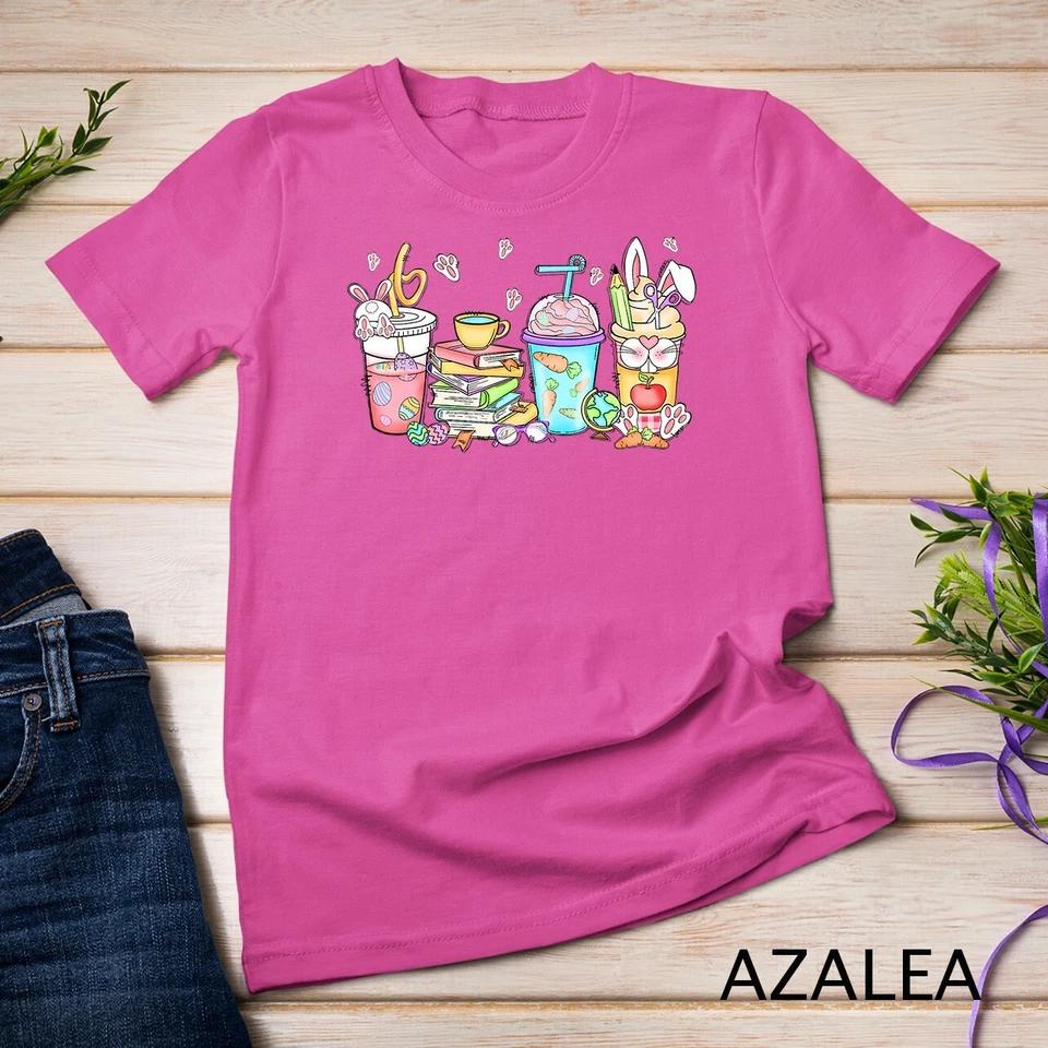 Happy Easter Bunny Coffee Lover Latte Iced Coffee Easter Day Unisex T-shirt 2 3XL