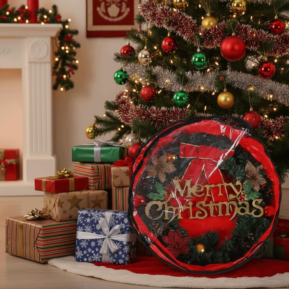 Transparent Window Christmas Garland Organizer Dust-proof Xmas Decor Storage Pouch Holiday