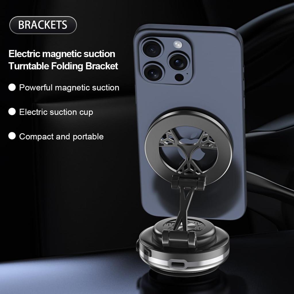 Electric Suction Cup Magnetic Cell Phone Holder Car Gym Magnetic Suction Angle Can Be Adjusted 360° Rotation Automatic Vacuum Adsorption Ultra-Light