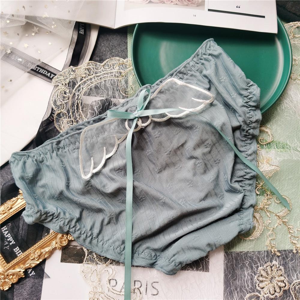 Briefs Cute Elastic Big Jacquard Dark Ice Silk Underwear Sexy Low-rise Women's Panties