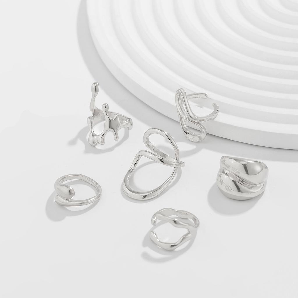 Vintage Smooth Adjustable Joint Open Rings for Women Exaggerated Gold Color Geometric Finger Rings Hip Hop Daily Jewelry Gift New