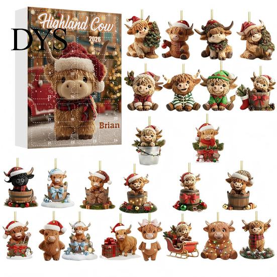 Kerst Adventskalender 2026, 24 Dagen Zee Schildpad/Big Foot/Schotse Hooglander/Hond Ornamenten Duitse Herder Decor Aftelkalender, Verzamelaar