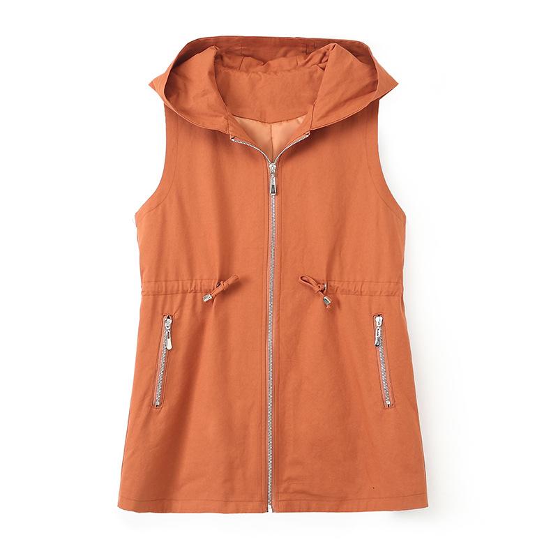 Damenweste Oberbekleidung Mittleres Alter Locker Kapuzenweste Jacke Frauen Lässige Oberteile