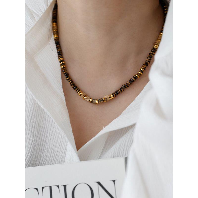 Mild Luxury Retro Shaped Female Clavicle Chain Twin Tigereye
