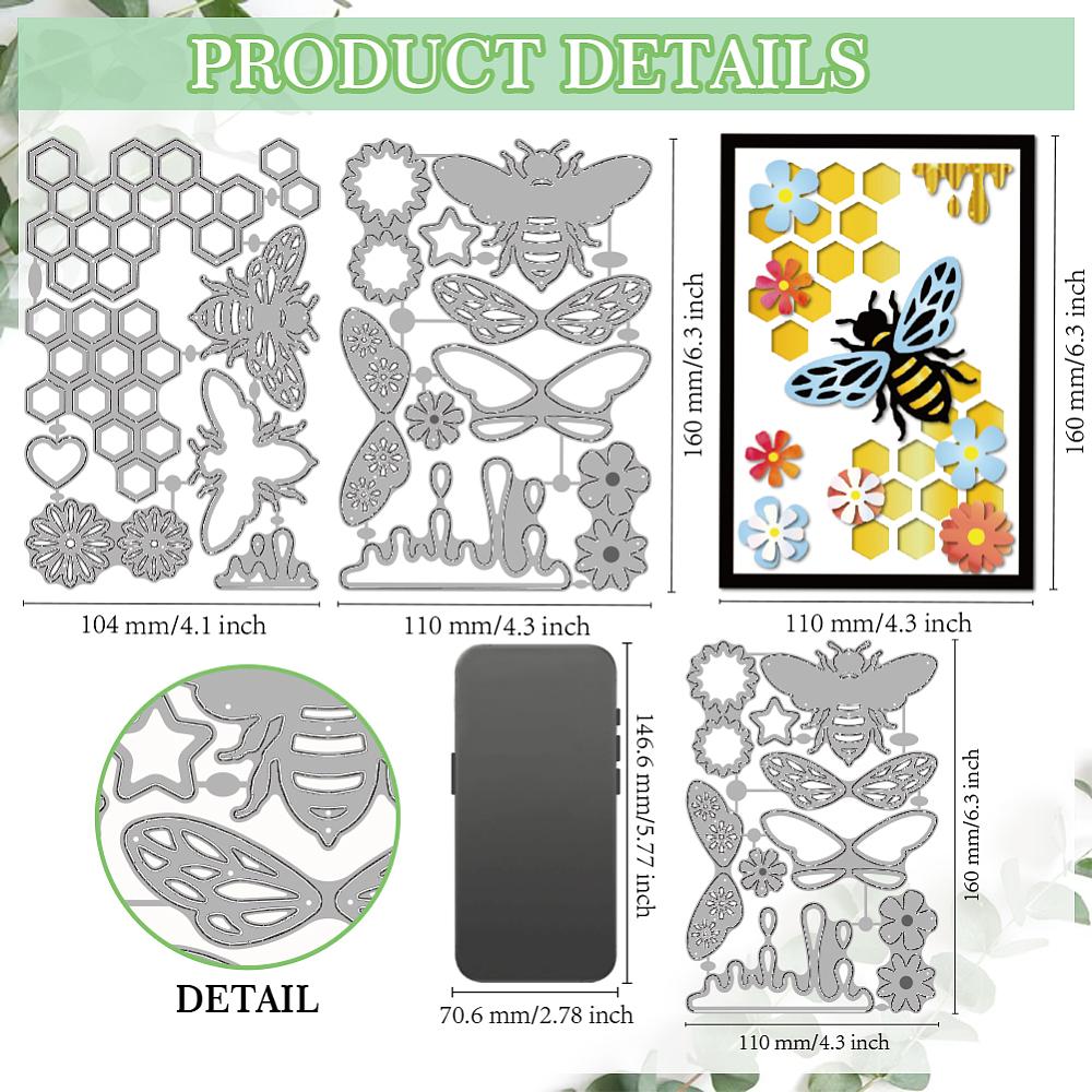 Carbon Steel Cutting Dies Stencils for DIY Scrapbooking Photo Album Decorative Embossing Paper Card Bees 160x104~110x0.8mm