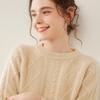 Women's Thickened Cashmere Raglan Sweater - Long Sleeve Jacquard Knit Pullover with Round Neck