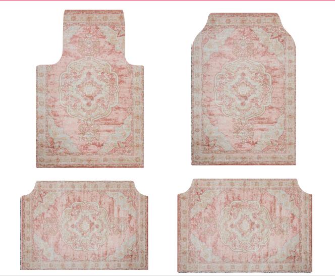 Set of Bohemian Style Floor Mat Universal Size Car Foot Mat American Retro Rugs for Bedroom Home Anti-slip Soft Rug