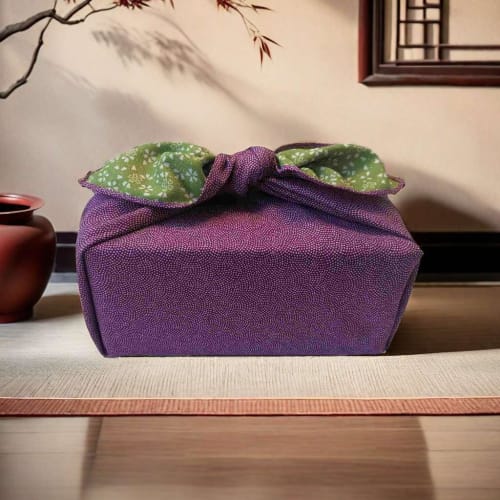 SAWABIYA Reversible Furoshiki Cloth, 90cm Large, Shark Print with Cherry Blossoms, Chirimen Fabric, Double-Sided Dyed, 24cm Wide, Large Size, Four-Sid