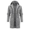 Cardigan lungo antivento con cappuccio in maglia tinta unita da uomo, maglione di media lunghezza