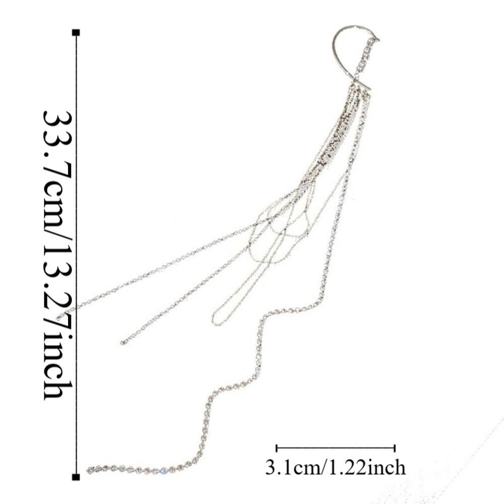 Exaggerated Long Fringed Ear Clips Tassel Fake Cartilage Earrings Evening Gala