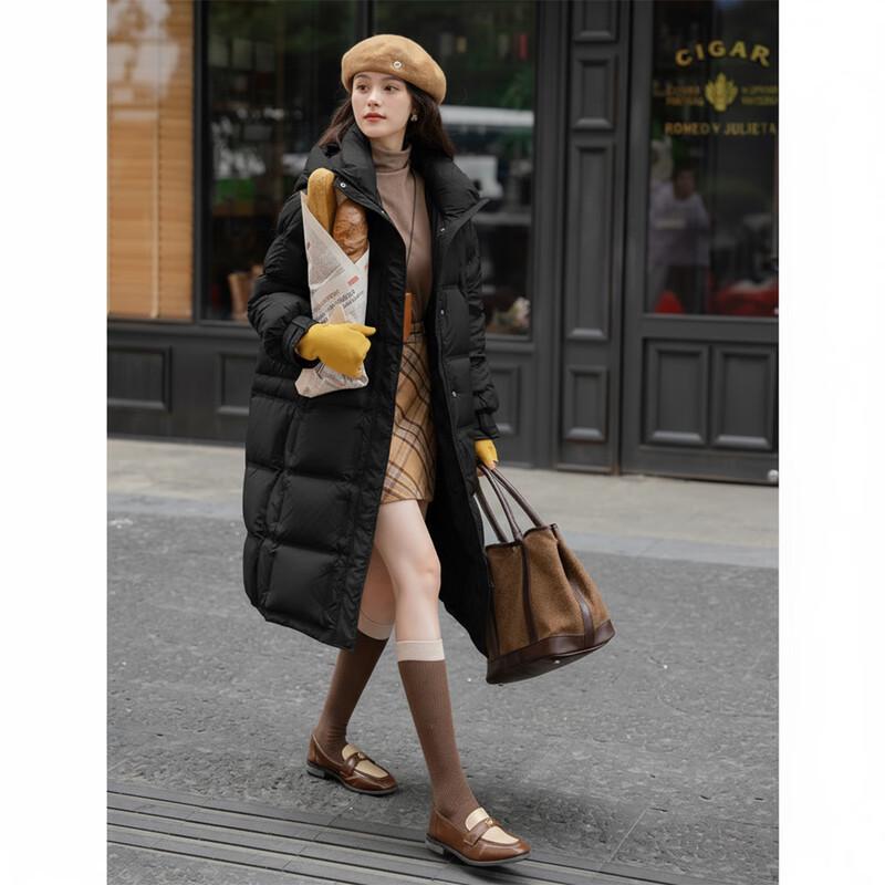 Mocana Women's Long Hooded 90% White Duck Down Puffer Jacket