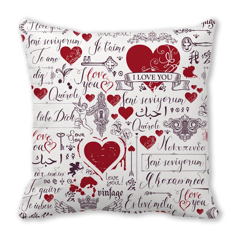 

Home Decor Valentine Love Phrases Cushion Cover Decor Pattern Cushion Cover Suitable for Sofa Bedroom Car Pillow Cover 40x40cm