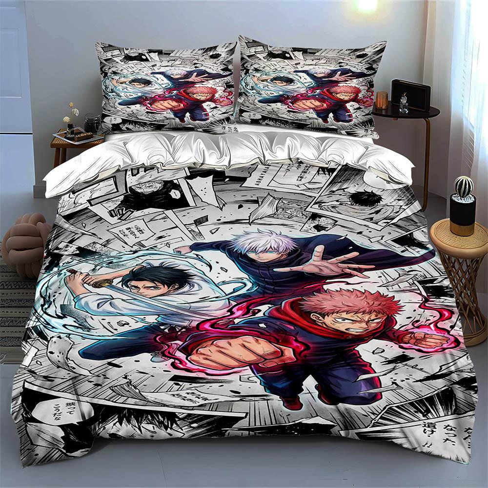 Anime action scene Bedding Duvet cover sets Duvet covers Pillowcases gifts (1 * Duvet Cover 2 * Pillowcases, without duvet insert)