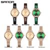 Sanda Women's Fashionable Quartz Watch - Simple Ins Style, Light Luxury, Small Round Green Design