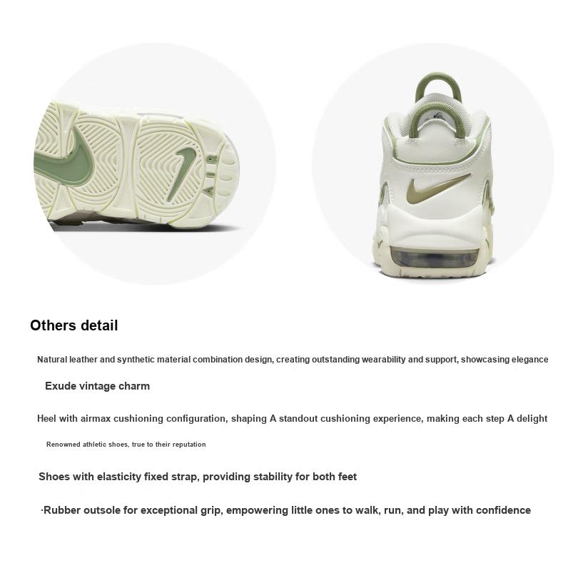 Nike Air More Uptempo Classic Personality Comfortable Extraordinary Non-Slip Shock Absorption Wear-Resistant Low-Top Kids Basketball Shoes FQ8209-100