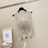 Women's Shiny Silk V-Neck Sleeveless Vest New Spring/Summer Style with Loose Fit and Diamond Accents