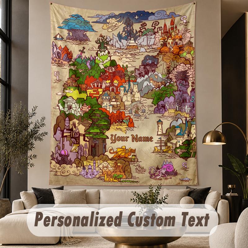 Custom Text Printed Tapestry World of Warcraft Pattern Large Wall Hanging Indoor Room Decor