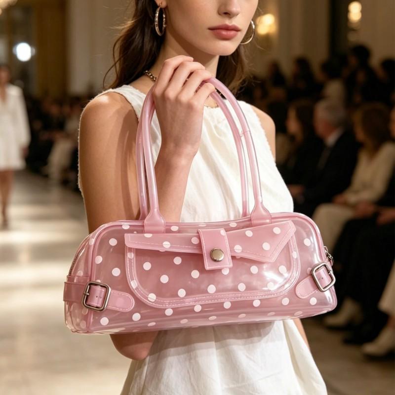 Stylish Jelly Dot Print Crossbody Bag Women Small PVC Shoulder With Snap Phone Pocket