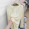 Women's Summer Ice Silk Long-Sleeve T-Shirt: Thin, Loose, Round Neck, Niche Sunscreen & Trendy Air Conditioning Top.