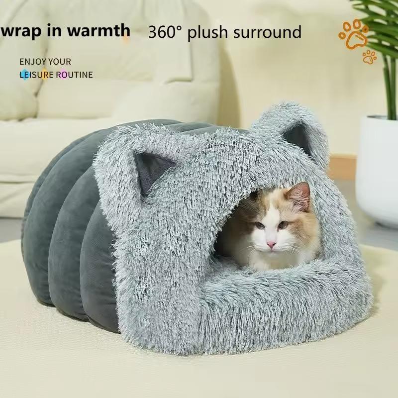 Winter Warm Long Plush Pet Cat Nest House Warm and Comfortable Suitable for Small To Medium Cats and Dogs Mat Animals Sleeping
