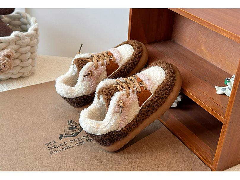 Winter 2025 Children's Cute Double-Layer Fleece-Lined Cotton Shoes for Boys and Girls