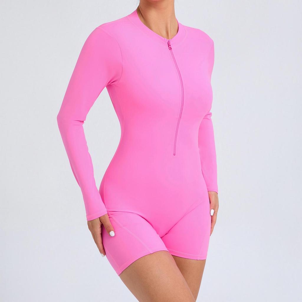 Chic One-Piece Zip Jumpsuit - Long-Sleeve, Backless Yoga Outfit & Sexy Fitness Wear