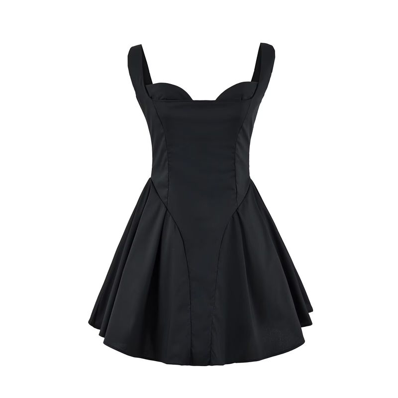 Kaslead New Arrival Women's Fashion Style Fashion Minimalist Pure Color Silm Mini Suspender Skirt