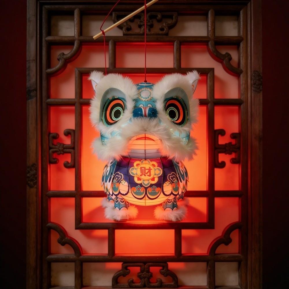 DIY Material Package New Year Lion Dance Lantern Waterproof with Tassel Ancient New Year Lantern Hanging Ornament