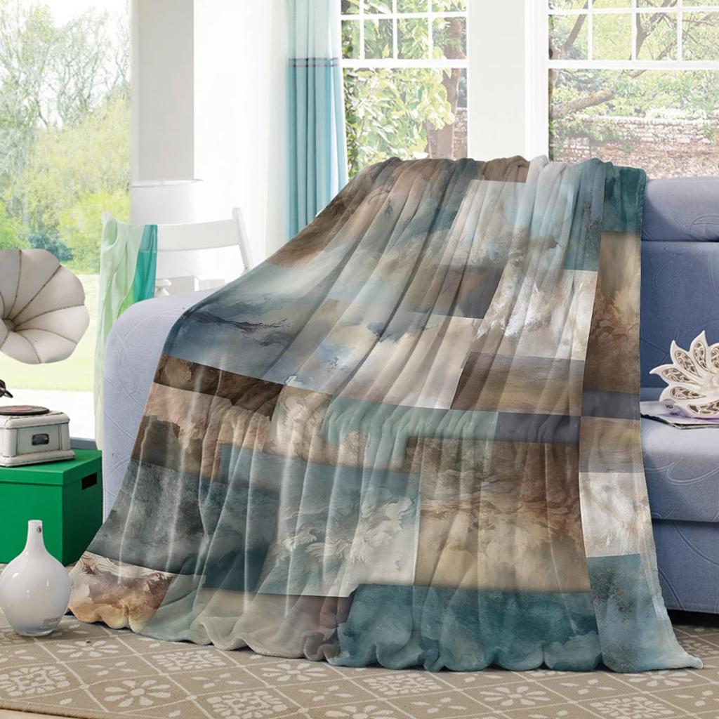 Abstract Graffiti Turquoise Print Flannel Blanket Sofa Office Blanket Gift Blanket Nap Blanket