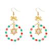 Festive Holiday Dangle Earrings With Floral Bead Accents Nickel Free Alloy Lightweight Elegant Design
