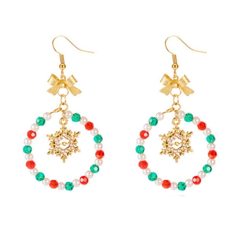 Festive Holiday Dangle Earrings With Floral Bead Accents Nickel Free Alloy Lightweight Elegant Design