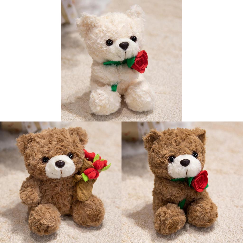 Paar Bären Stofftier mit Rosenblüten für romantisches Geschenk und Kinder