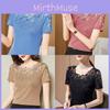T-shirt Estiva a Maniche Corte con Bordi in Pizzo e Dettagli Ricamati per Donne Eleganti