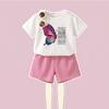 Summer Breathable Waffle Girls Fashion Outfits Kids T Shirt and Shorts 2pcs Sets Sport Running