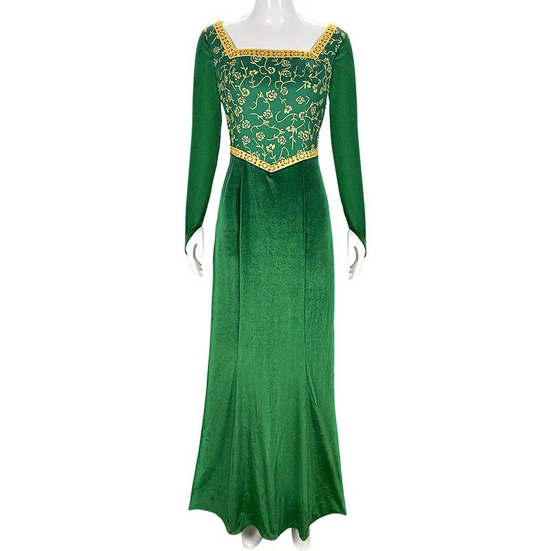 Movie Princess Fiona Cosplay Women Costume Green Dress Outfits Halloween Carnival Party Role Disguise Playing Clothes