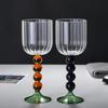 Hand Blown High Borosilicate Glass Red Wine Cup Drinking Cup Vertical Pattern Cup