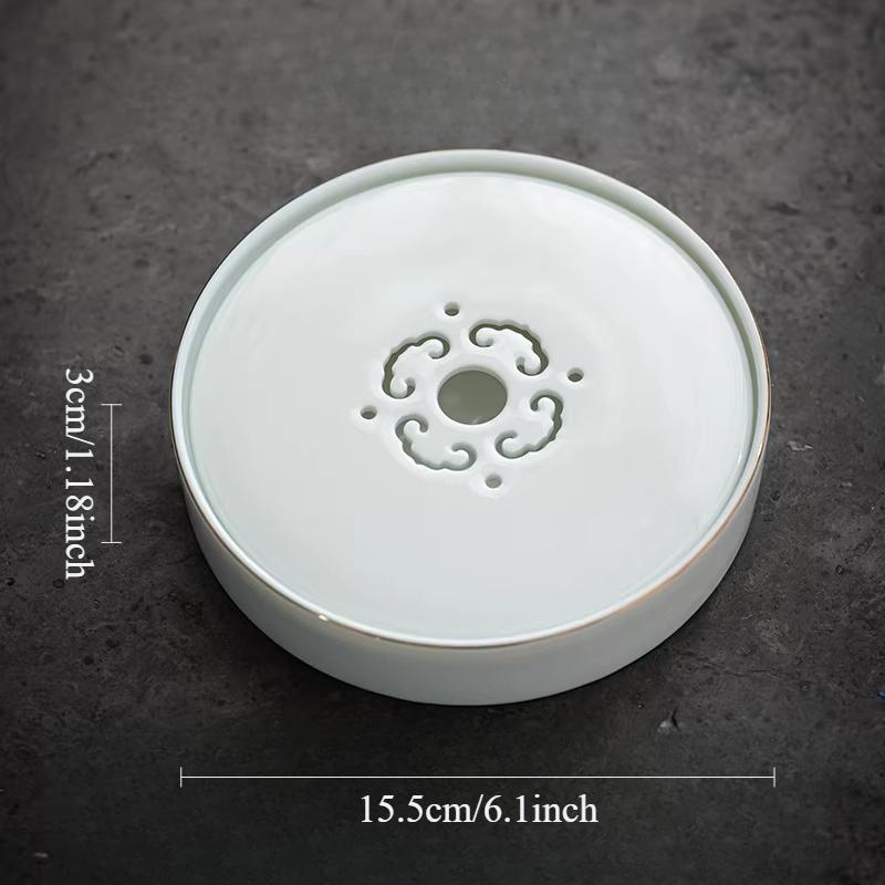 

Small White Porcelain Dry Foam Tray Chinese Xiangyun Tea Plate Kungfu Tea Set Household Circular Tray Ceramic Pot Holder белый