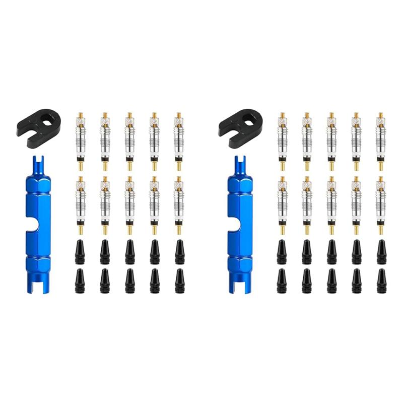 

20Pcs Valve Core For Presta,Valve Core Bike Bicycle Replacement With 4 Valve Core Remover Tools&20 Valve Stem Core Caps