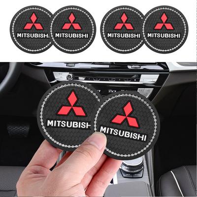 1/2Pcs Car Cup Anti-Slip Carbon Coaster Bottle Pad Interior Accessories For 9 Ralliart ASX L200 Colt Outlander Pajero
