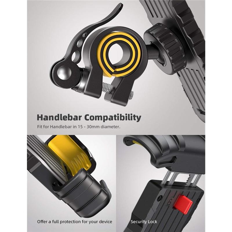 Bike Phone Holder Motorcycle Mount Motorcycle Phone Holder Handlebar Cell Phone Clamp E-Bike Scooter Phone Clip for iPhone 17 Air Pro Max 16 15