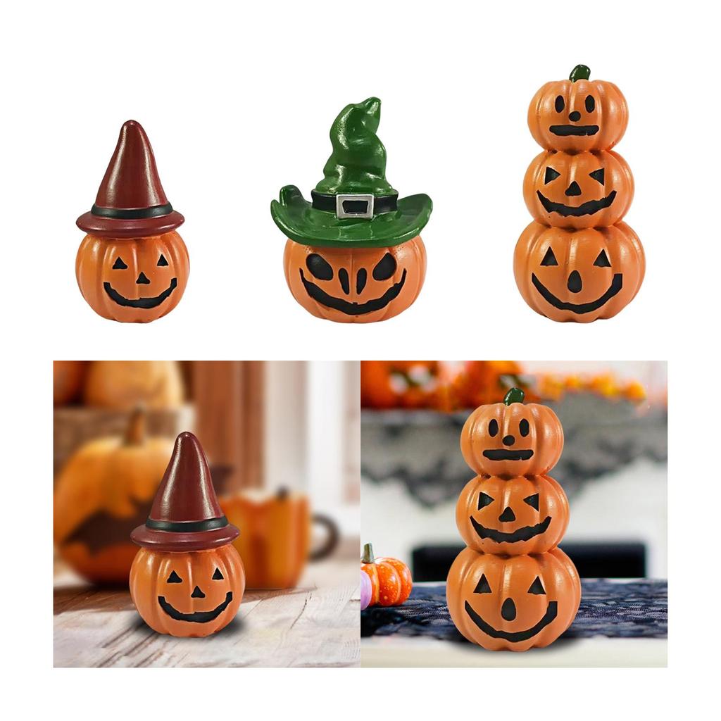 Miniature Pumpkin Figurine Crafts Resin Statue Landscape Housewarming Gift Halloween Decor for Home Garden Indoor Desk Fireplace