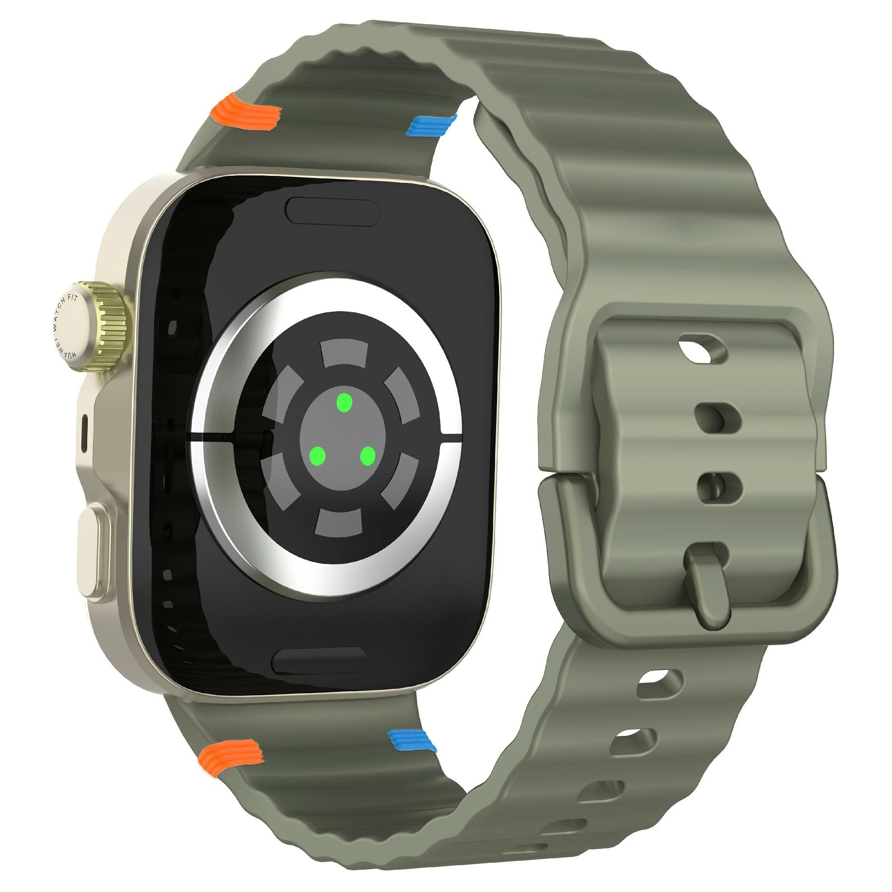 

Silicone Watch Strap for Huawei Watch Fit 4 Pro/Fit 4/Fit 3 Wave Stitching Line Design Wrist Band Army Green