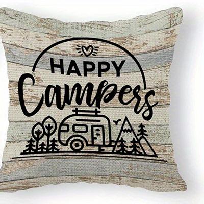 Home Decor Happy Campers-Themed Digital Print Pillow Covers Pattern Cushion Cover Suitable For Sofa Bedroom Car Pillow Cover