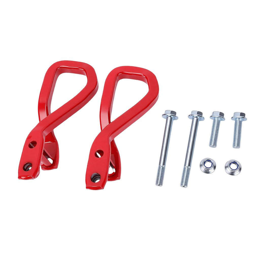2 Pcs Front Tow Hook 84280203 Red Heavy Duty Steel Front Lower Bumper Trailer Ring with Bolts and Nuts