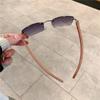 Trendy Punk Brown Sunglasses Rimless Rectangle Sun Glasses for Men Women Travel Outdoor UV400 Driving Shades Gradient Eyewear